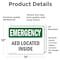 Signmission AED Located Inside, 14 in W x Rectangle, Vinyl Decal OS-2PACK-EM-D-1014-L-10288 - alternate 5